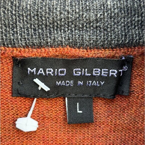 Mario Gilbert Mens  1/4 Zip Turtleneck Sweater Rust Size Large 💯 merino - Picture 6 of 11